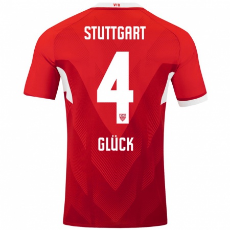 Kandiny Kinder Michael Glück #4 Rot Weiß Auswärtstrikot Trikot 2024/25 T-Shirt