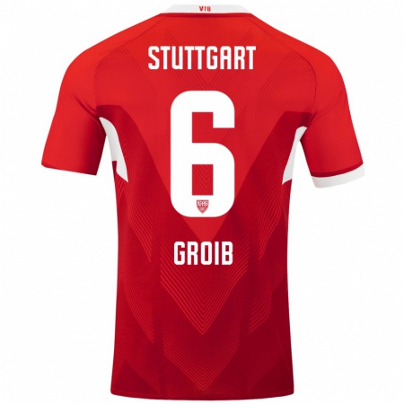 Kandiny Kinder Alexander Groiß #6 Rot Weiß Auswärtstrikot Trikot 2024/25 T-Shirt