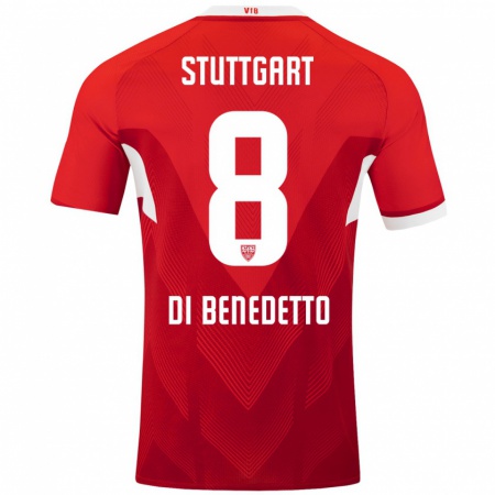 Kandiny Kinder Samuele Di Benedetto #8 Rot Weiß Auswärtstrikot Trikot 2024/25 T-Shirt