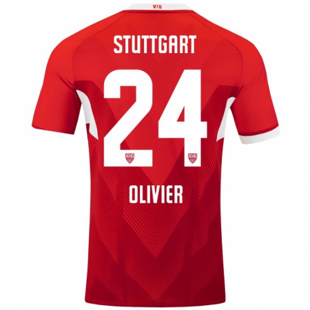 Kandiny Kinder Christopher Olivier #24 Rot Weiß Auswärtstrikot Trikot 2024/25 T-Shirt