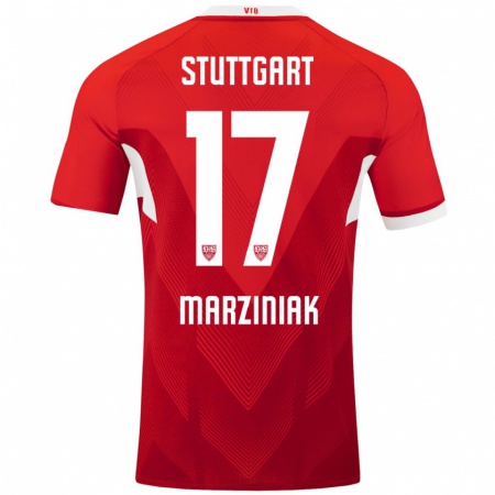 Kandiny Kinder Chiara Marziniak #17 Rot Weiß Auswärtstrikot Trikot 2024/25 T-Shirt