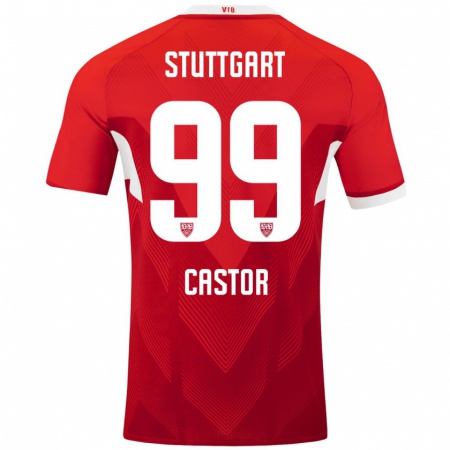 Kandiny Kinder Gillian Castor #99 Rot Weiß Auswärtstrikot Trikot 2024/25 T-Shirt