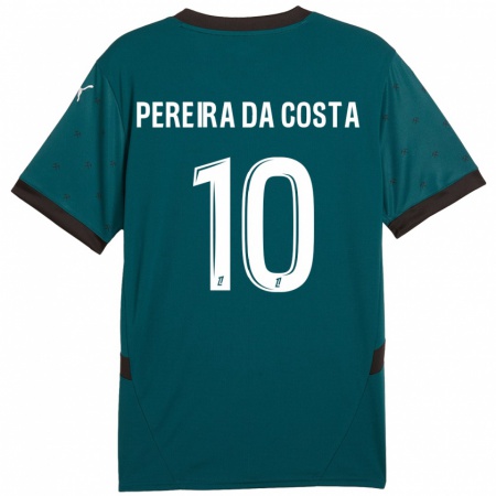 Kandiny Kinder David Pereira Da Costa #10 Dunkelgrün Auswärtstrikot Trikot 2024/25 T-Shirt