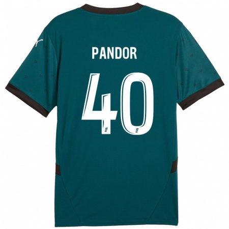 Kandiny Kinder Yannick Pandor #40 Dunkelgrün Auswärtstrikot Trikot 2024/25 T-Shirt