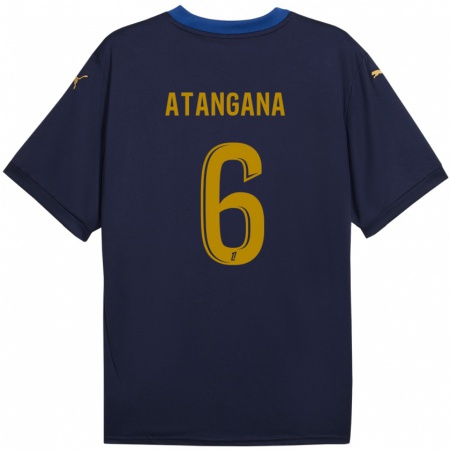 Kandiny Kinder Valentin Atangana #6 Marineblau Gold Auswärtstrikot Trikot 2024/25 T-Shirt