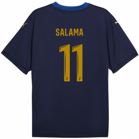 Kandiny Kinder Amine Salama #11 Marineblau Gold Auswärtstrikot Trikot 2024/25 T-Shirt