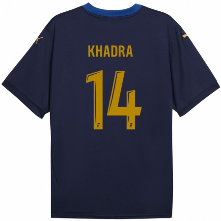 Kandiny Kinder Reda Khadra #14 Marineblau Gold Auswärtstrikot Trikot 2024/25 T-Shirt