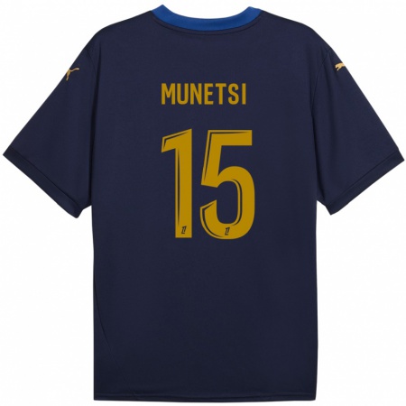 Kandiny Kinder Marshall Munetsi #15 Marineblau Gold Auswärtstrikot Trikot 2024/25 T-Shirt