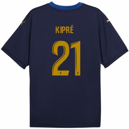 Kandiny Kinder Cédric Kipré #21 Marineblau Gold Auswärtstrikot Trikot 2024/25 T-Shirt