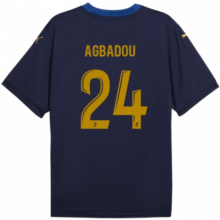 Kandiny Kinder Emmanuel Agbadou #24 Marineblau Gold Auswärtstrikot Trikot 2024/25 T-Shirt