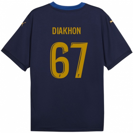 Kandiny Kinder Mamadou Diakhon #67 Marineblau Gold Auswärtstrikot Trikot 2024/25 T-Shirt