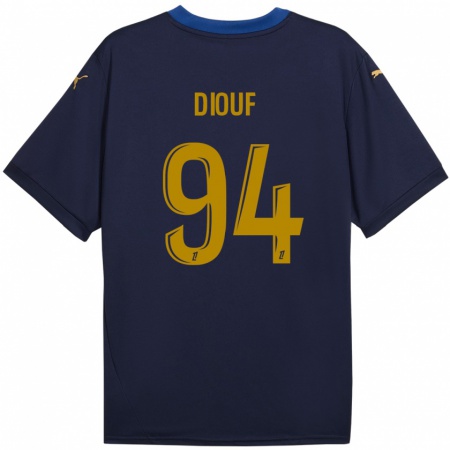 Kandiny Kinder Yehvann Diouf #94 Marineblau Gold Auswärtstrikot Trikot 2024/25 T-Shirt