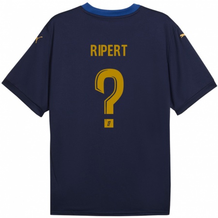 Kandiny Kinder Léo Ripert #0 Marineblau Gold Auswärtstrikot Trikot 2024/25 T-Shirt