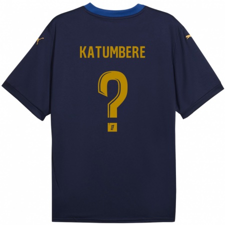 Kandiny Kinder Noah Katumbere #0 Marineblau Gold Auswärtstrikot Trikot 2024/25 T-Shirt