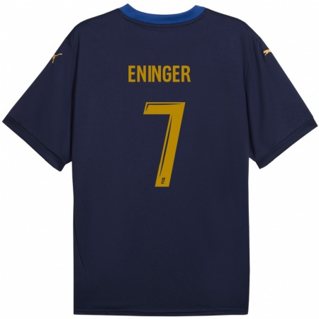 Kandiny Kinder Thelma Eninger #7 Marineblau Gold Auswärtstrikot Trikot 2024/25 T-Shirt