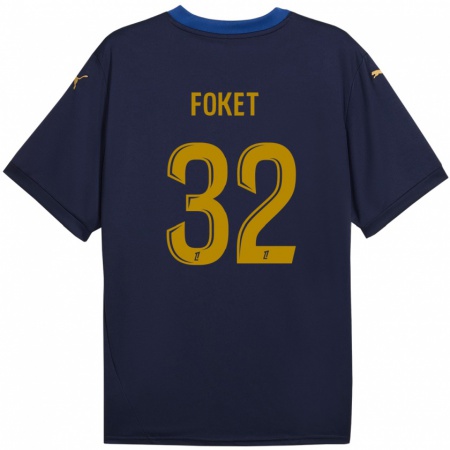 Kandiny Kinder Thomas Foket #32 Marineblau Gold Auswärtstrikot Trikot 2024/25 T-Shirt