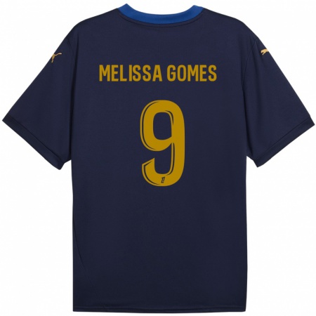 Kandiny Kinder Melissa Ferreira Gomes #9 Marineblau Gold Auswärtstrikot Trikot 2024/25 T-Shirt