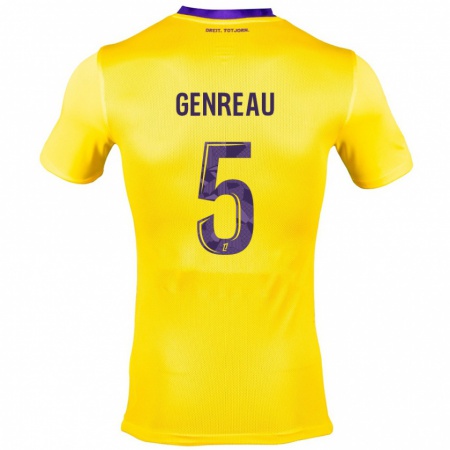 Kandiny Kinder Denis Genreau #5 Gelb Lila Auswärtstrikot Trikot 2024/25 T-Shirt