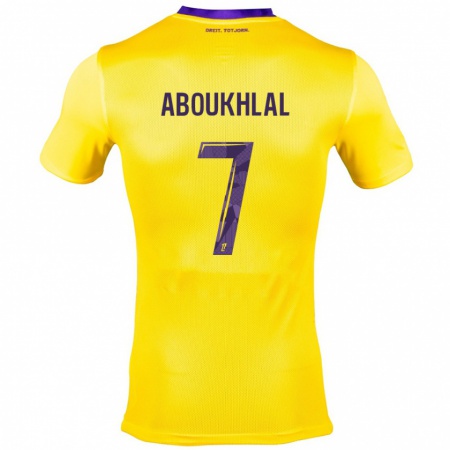 Kandiny Kinder Zakaria Aboukhlal #7 Gelb Lila Auswärtstrikot Trikot 2024/25 T-Shirt