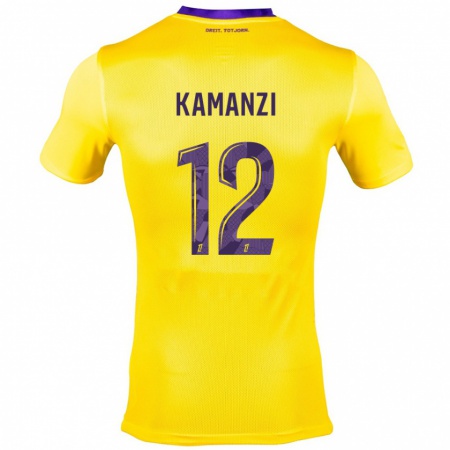 Kandiny Kinder Warren Kamanzi #12 Gelb Lila Auswärtstrikot Trikot 2024/25 T-Shirt