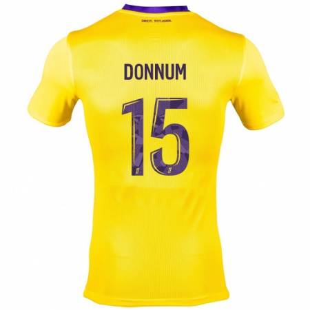 Kandiny Kinder Aron Dønnum #15 Gelb Lila Auswärtstrikot Trikot 2024/25 T-Shirt