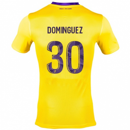 Kandiny Kinder Álex Domínguez #30 Gelb Lila Auswärtstrikot Trikot 2024/25 T-Shirt