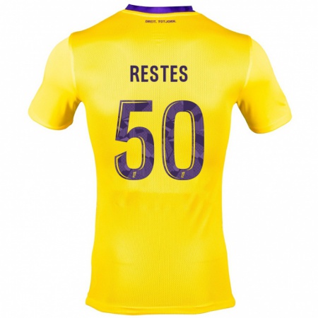 Kandiny Kinder Guillaume Restes #50 Gelb Lila Auswärtstrikot Trikot 2024/25 T-Shirt