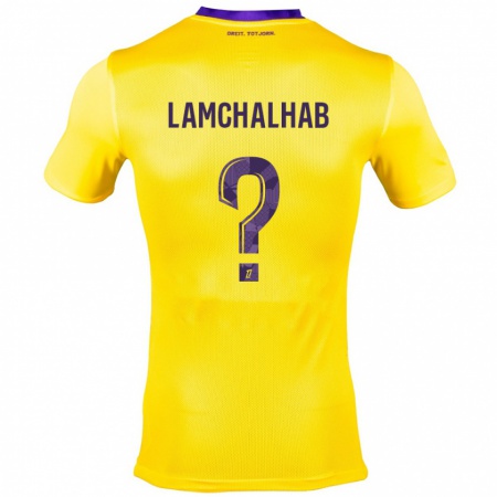 Kandiny Kinder Merwan Lamchalhab #0 Gelb Lila Auswärtstrikot Trikot 2024/25 T-Shirt