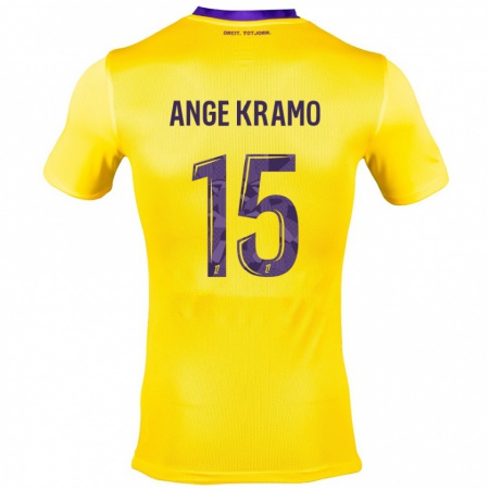 Kandiny Kinder Marie Ange Kramo #15 Gelb Lila Auswärtstrikot Trikot 2024/25 T-Shirt