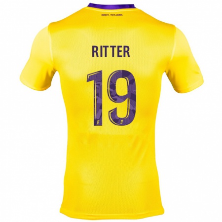 Kandiny Kinder Morgane Ritter #19 Gelb Lila Auswärtstrikot Trikot 2024/25 T-Shirt