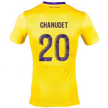 Kandiny Kinder Coralie Chanudet #20 Gelb Lila Auswärtstrikot Trikot 2024/25 T-Shirt