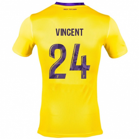 Kandiny Kinder Magalie Vincent #24 Gelb Lila Auswärtstrikot Trikot 2024/25 T-Shirt