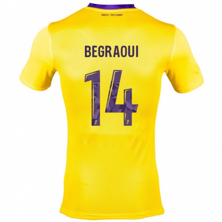 Kandiny Kinder Yanis Begraoui #14 Gelb Lila Auswärtstrikot Trikot 2024/25 T-Shirt