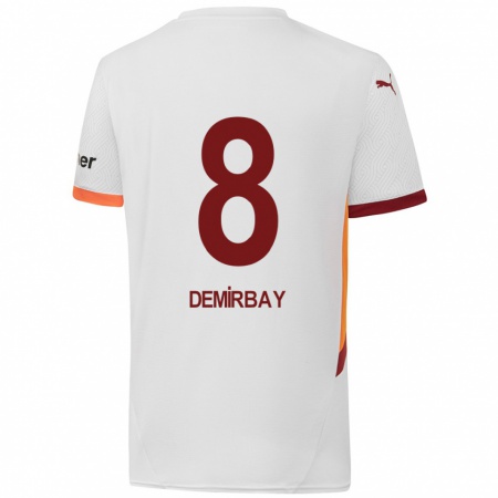 Kandiny Kinder Kerem Demirbay #8 Weiß Gelb Rot Auswärtstrikot Trikot 2024/25 T-Shirt