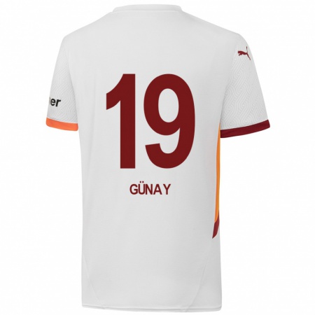 Kandiny Kinder Günay Güvenç #19 Weiß Gelb Rot Auswärtstrikot Trikot 2024/25 T-Shirt