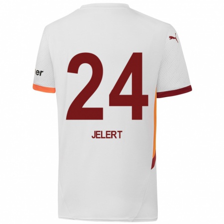 Kandiny Kinder Elias Jelert #24 Weiß Gelb Rot Auswärtstrikot Trikot 2024/25 T-Shirt