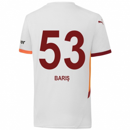 Kandiny Kinder Barış Alper Yılmaz #53 Weiß Gelb Rot Auswärtstrikot Trikot 2024/25 T-Shirt