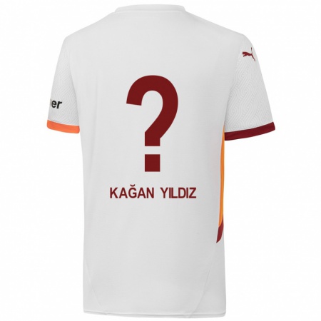 Kandiny Kinder Onur Kağan Yıldız #0 Weiß Gelb Rot Auswärtstrikot Trikot 2024/25 T-Shirt