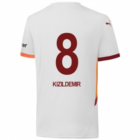 Kandiny Kinder Berk Kızıldemir #8 Weiß Gelb Rot Auswärtstrikot Trikot 2024/25 T-Shirt