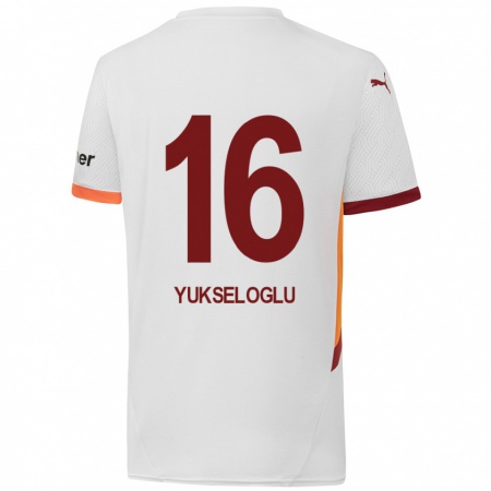 Kandiny Kinder Ayaz Yükseloğlu #16 Weiß Gelb Rot Auswärtstrikot Trikot 2024/25 T-Shirt