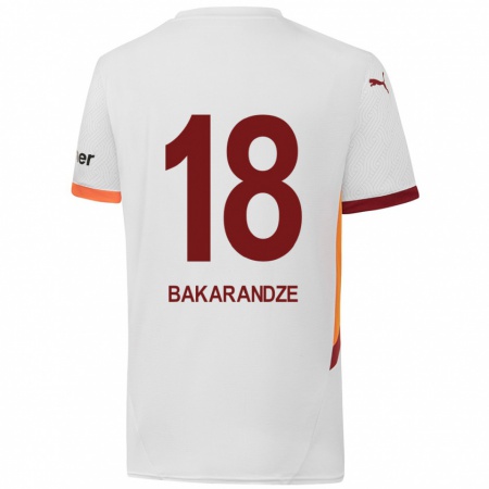 Kandiny Kinder Kristina Bakarandze #18 Weiß Gelb Rot Auswärtstrikot Trikot 2024/25 T-Shirt