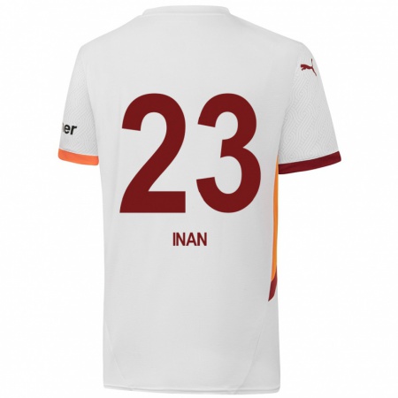 Kandiny Kinder Müge İnan #23 Weiß Gelb Rot Auswärtstrikot Trikot 2024/25 T-Shirt