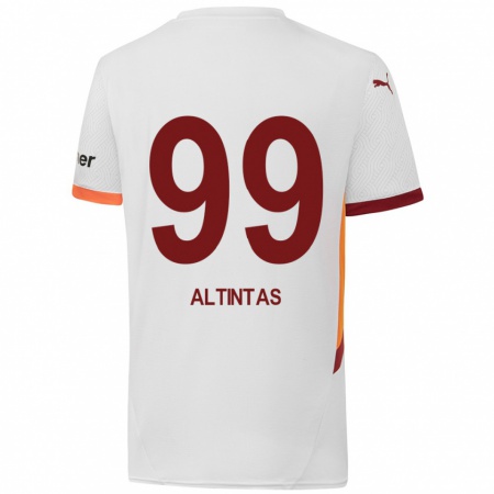 Kandiny Kinder Benan Altıntaş #99 Weiß Gelb Rot Auswärtstrikot Trikot 2024/25 T-Shirt