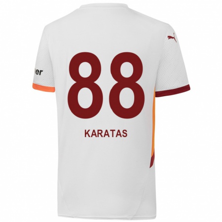 Kandiny Kinder Kazımcan Karataş #88 Weiß Gelb Rot Auswärtstrikot Trikot 2024/25 T-Shirt