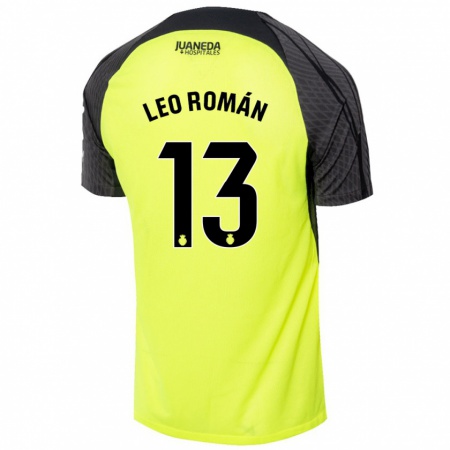 Kandiny Kinder Leo Román #13 Fluoreszierend Grün Schwarz Auswärtstrikot Trikot 2024/25 T-Shirt