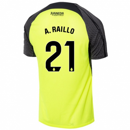 Kandiny Kinder Antonio Raíllo #21 Fluoreszierend Grün Schwarz Auswärtstrikot Trikot 2024/25 T-Shirt