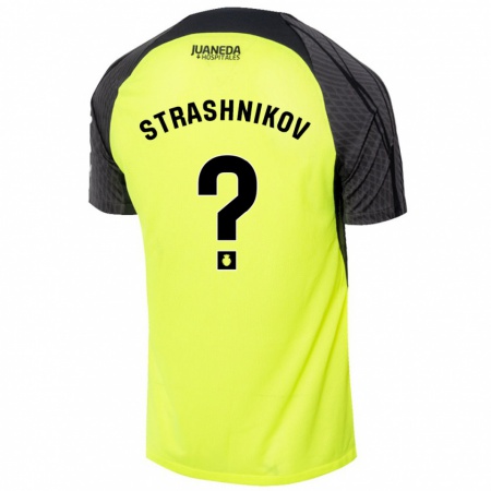 Kandiny Kinder Nikolay Strashnikov #0 Fluoreszierend Grün Schwarz Auswärtstrikot Trikot 2024/25 T-Shirt