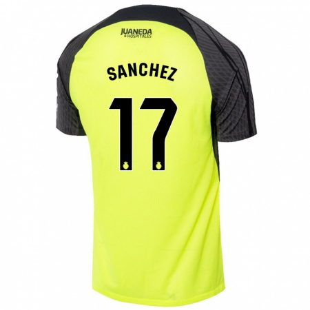 Kandiny Kinder Avelino Sánchez #17 Fluoreszierend Grün Schwarz Auswärtstrikot Trikot 2024/25 T-Shirt