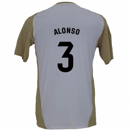 Kandiny Kinder Julio Alonso #3 Braunweiß Auswärtstrikot Trikot 2024/25 T-Shirt