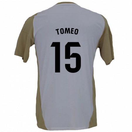 Kandiny Kinder Pablo Tomeo #15 Braunweiß Auswärtstrikot Trikot 2024/25 T-Shirt